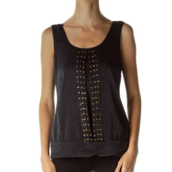 BCBGeneration Tops - BCBGeneration Black Satin Beaded Tank Top